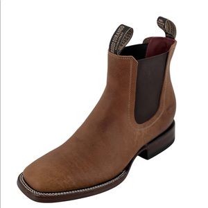 NWT Rodeo Durango Solid Chedron Flother Square Toe Leather Sole Botin Boot